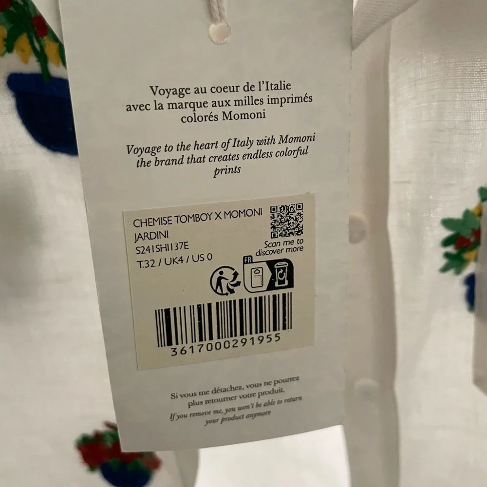 Sézane x Momoni Collaboration Tomboy Shirt NWT in Size 0 - Picture 9 of 9